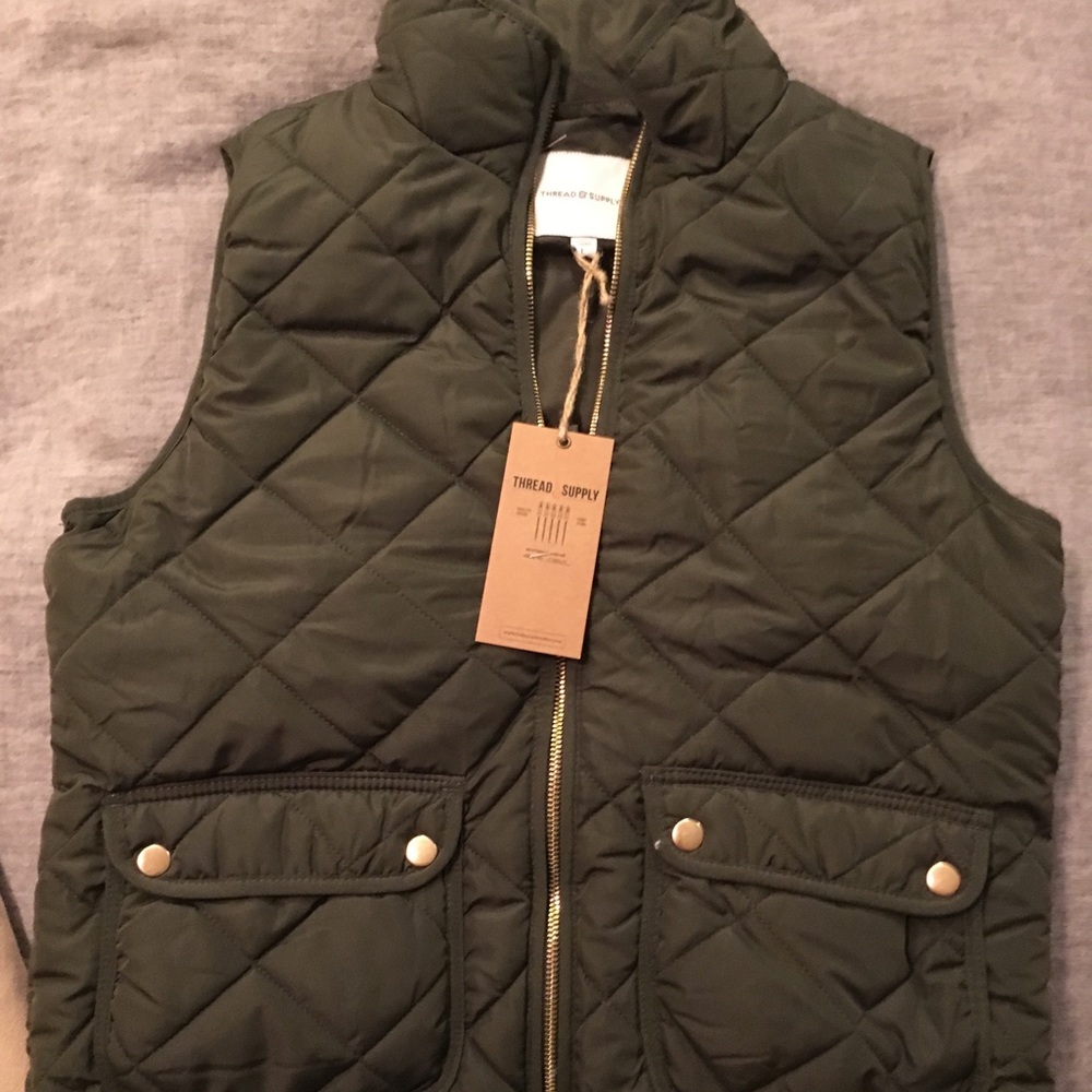 Olive green puffer vest